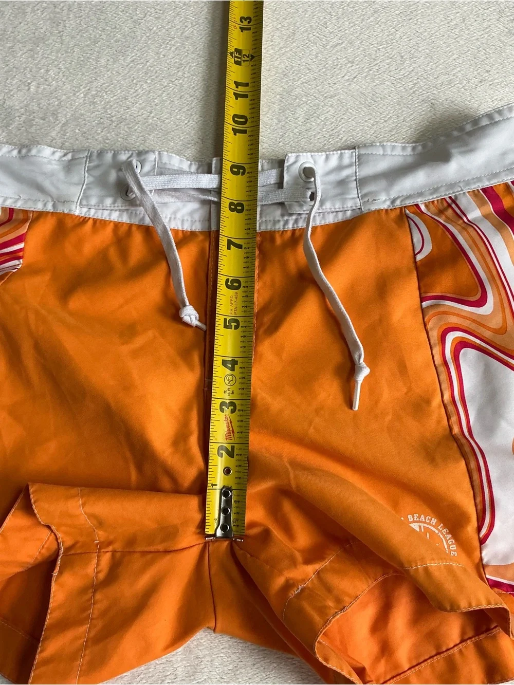 Nike Beach League Women's Swim Board Shorts Size Small 4-6 Orange Abstract